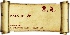 Mató Milán névjegykártya